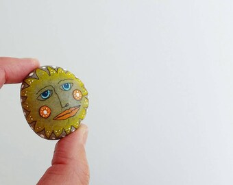 baja - hand painted beach stone #155