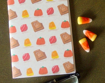 Halloween Candy Pocket Notebook - Candy Corn Pumpkin Chocolate Lollipop Sucker