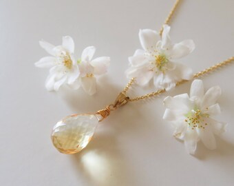 Stunning Citrine Briolette Necklace | Citrine Briolette Necklace | Citrine Necklace | November Birthstone Necklace | Citrine Pendant | Gift