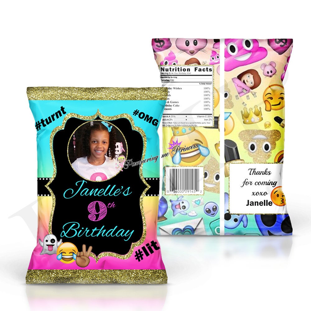 Emoji Chip Bags Emoji Party Bags Custom Emoji Treat Bags