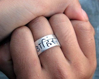 Sterling Sanskrit Ahimsa Ring by donnaodesigns