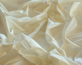 Ivory Dupioni Silk, 100% Silk Fabric, 44" Wide or 54" Wide, By The Yard (S-102)