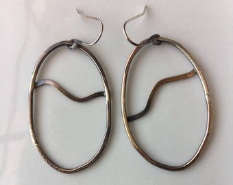 Copper Wire Earrings with Asymmetrical Design