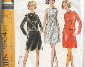 Dress & jacket sewing pattern - sewing pattern for suit - suit pattern - vintage sewing pattern - Size 16 Bust 38 - 1960s suit pattern