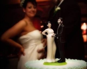 Tattooed and Expecting Wedding Cake Topper . Custom Painted Pregnant Bride Personalized to Resemble You