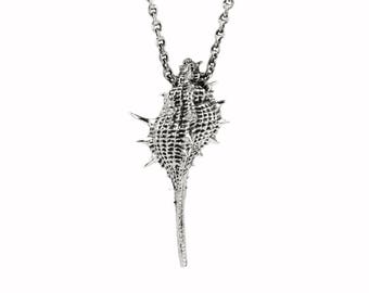 Silver Shell Boho Necklace Seashell Jewelry Sterling Silver Charm - FPE009
