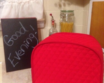 Red 2 Slice Toaster Cover Kitchen Quilted Fabric Dust Covers Small Appliance Covers Made To Order
