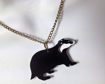 fabulous laser cut layered perspex badger necklace