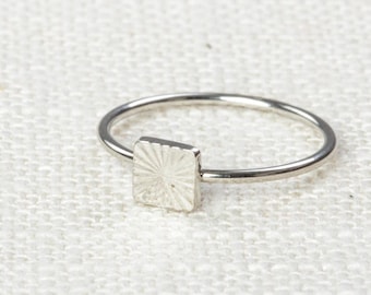 Square Midi Vintage Ring Silver Knuckle Ring US Womens Sizes 7D