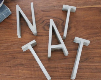 Industrial Salvage Letters 6", Mid Century Modern, solid aluminum