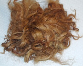Karakul Sheep Wool Locks for Doll Hair, Doll Wig, Spinning and Felting, Hand Dyed shades of Medium to Dark Blond 1 oz.