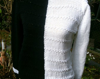 Knitted jumpers, black and white with a stand-up collar, size 38-40 (M-L).
