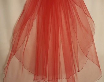 Red Wedding Veil, Two Layers