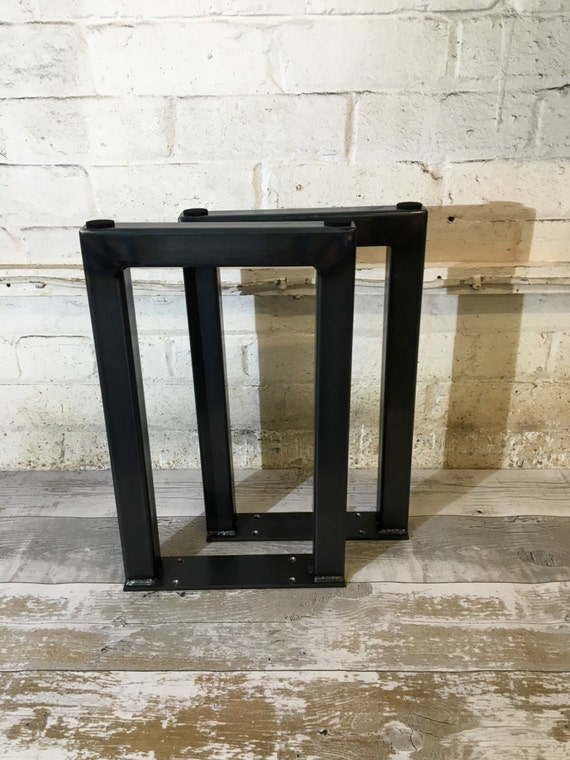 2 X Handmade Raw Steel Seat Bench Pedestal Legs Industrial