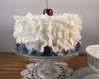 White and Blue Blueberry Faux Flower Petal Cake With a Cherry on Top Fake Cake Birthday Cake Display Cake