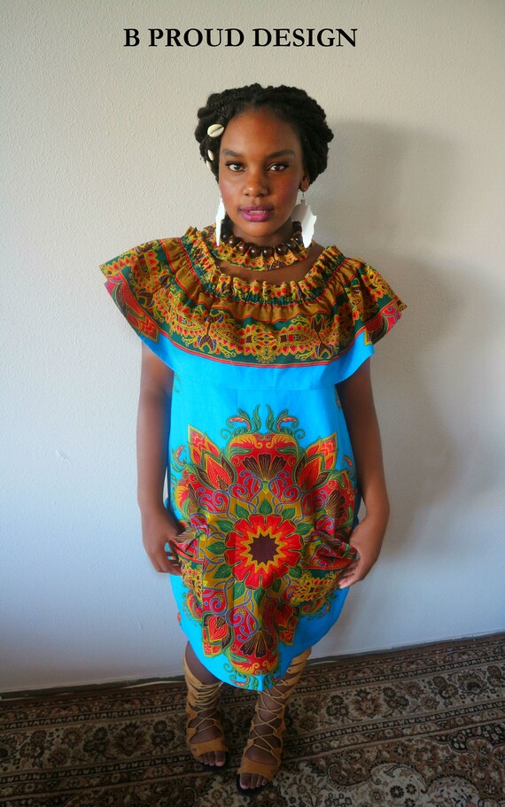 Off shoulder Ankara dress + choker