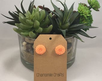 Chrysanthemum Earrings Salmon Orange