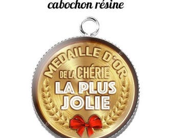 20 mm resin cabochon pendant medal sweetheart... 3