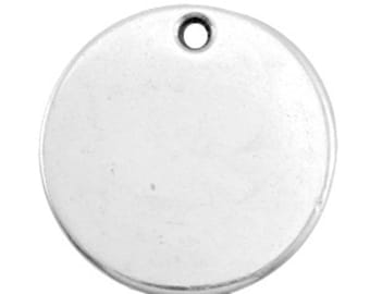 DQ Gravurplättchen, blank pendant-1 piece-Antique silver-Zamak-Ø selectable (Ø:: 20 mm)