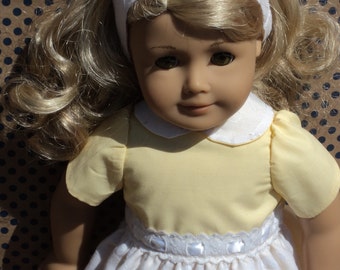 Yellow American Girl Dress - Madame Alexander - 18" Doll Dress - Yellow Doll Dress - 18 inch Doll Dress