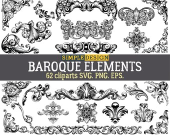 Vintage clipart, Baroque decor SVG, Vintage baroque SVG, Swirl frames SVG, Vintage svg, Digital floral frame, Vintage baroque, Corner svg
