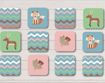 Woodland Animals Memory Game, Memory Card Game, Memory game, Printable games, Kids games