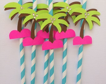 paper straws palm trees