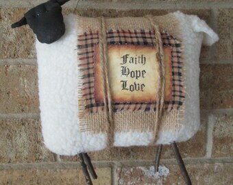 Primitive Sheep Wall Decoration , Sheep Wall Art with Inspirational Verse , Sheep Wall Art , Primitive Room Decoration