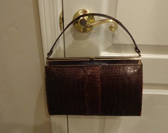 Vintage Vassar Genuine Alligator Brown with gold hardware Handbag/Purse