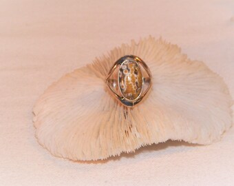 Sterling Silver Ring Size 7.25 with Ocean Jasper, 925 Ring, Jasper Ring WIth Opan Band