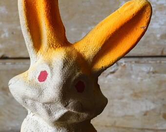 Vintage Paper Mache Bunny or Rabbit 1940's Orange