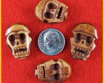 Rosewood Bone Skull Beads - Lot of 5
