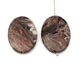 2 red giraffe jasper stone beads,25mm x 35 mm / #PP 079