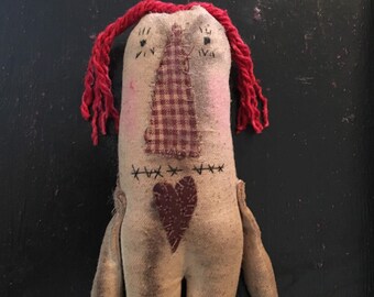 Primitive Folk Art Raggedy Ann Rag Doll