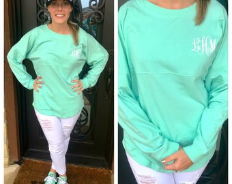 Monogrammed Spirit / Pennant / Pom Pom / Boxercraft Jersey / Mint / Personalized / Free Shipping
