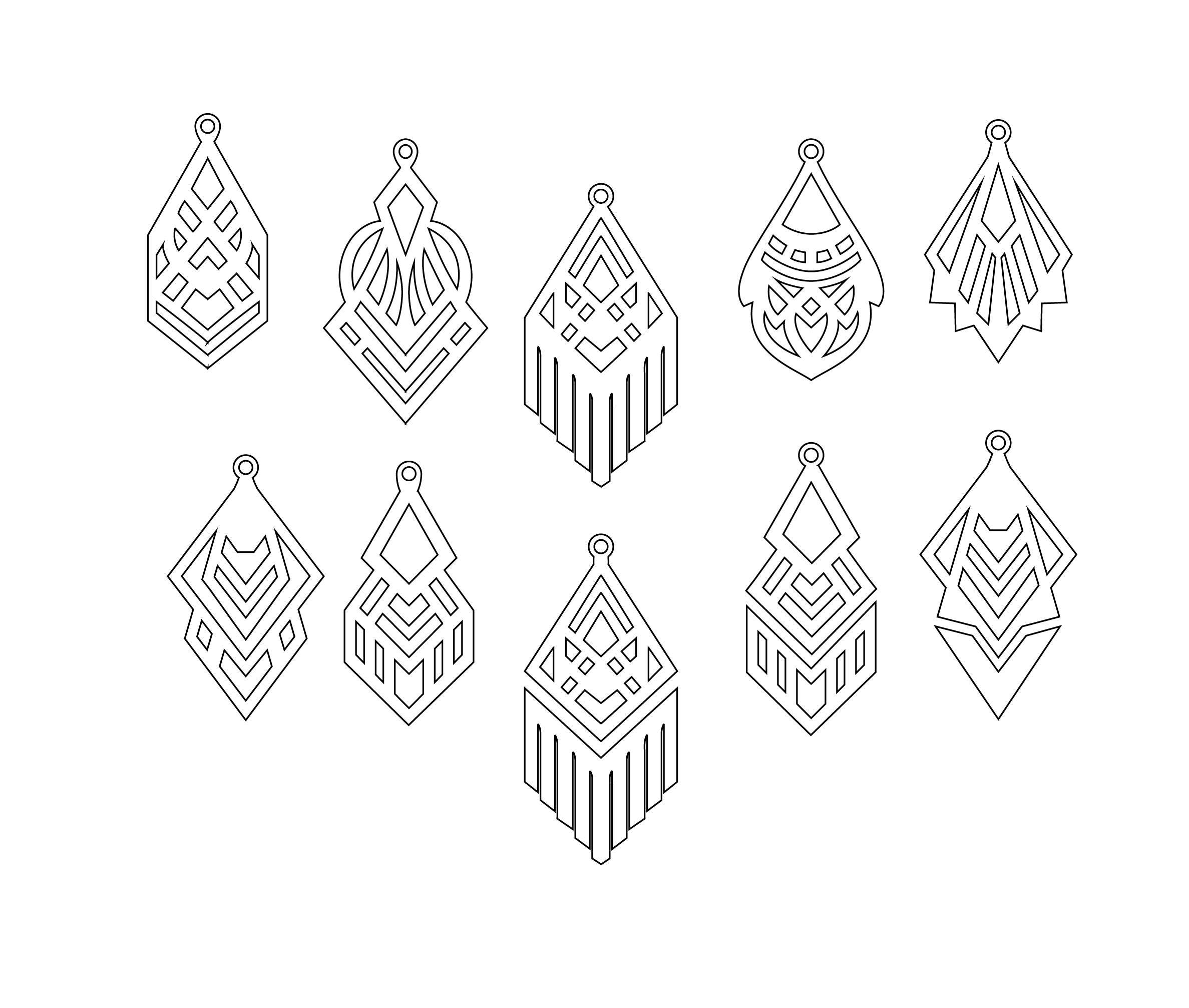 Download Faux leather geometric earrings Set, laser cut templates ...