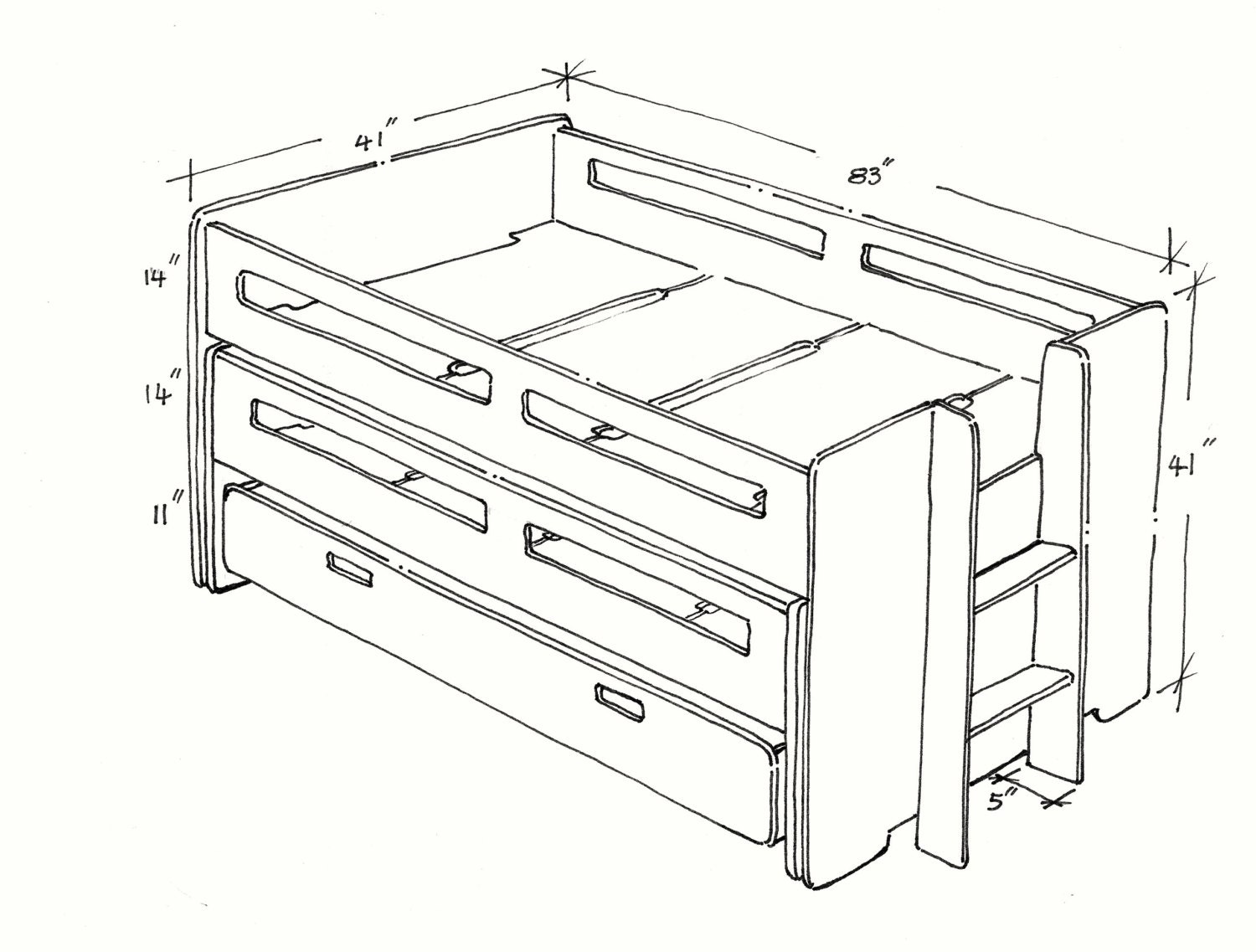 Triple nesting bed