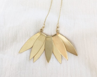 Lotus Necklace, Brass, Statement
