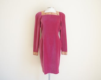 Vintage Embroidered Velvet Dress