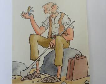 A4 The BFG Watercolour Painting Roald Dahl Quentin Blake Hand Painted, Sophie, A5, 10x8 inches