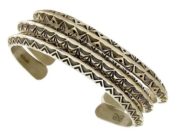 Set of 3 sterling silver Navajo cuff bracelets