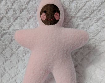 Handmade Pale pink brown faced Star Baby - Stuffed Plush Doll Softie