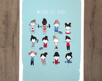 Fitness Poster, Work out Poster, Crossfit Poster, Work it Girl Poster