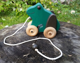 Handmade Wooden Frog Pull Toy