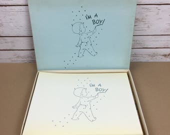 C.R. Gibson Vintage 1956 It's A Boy Memories Scrapbook Baby Album Illustrations By Helen Berry Moore Never Used