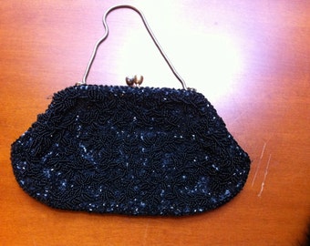 La Regale purse / bag w/ black sequins & beads