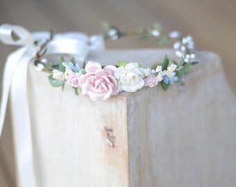 Blush flower crown, flower crown, floral halo, floral crown,baby flower crown,bridal crown, maternity crown, flower girl crown, boho wedding