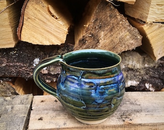 Pottery mug,pottery cup ,ceramic Green stoneware
