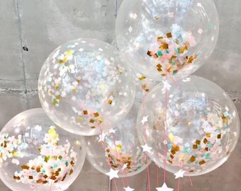 Birthday or Wedding Confetti Balloon Clear with Iridescent Confetti//Pack of 8/&Stylish Party Balloon Kit//Party Decorations//Party supplies