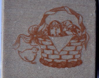 Wood - basket, egg, Chick - Easter stamps